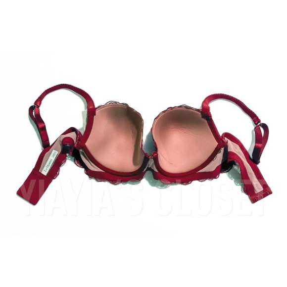 Le Mystere 40C Sophia 2435 Floral Lace Shimmer Underwire Padded Bra in Merlot - Picture 7 of 15